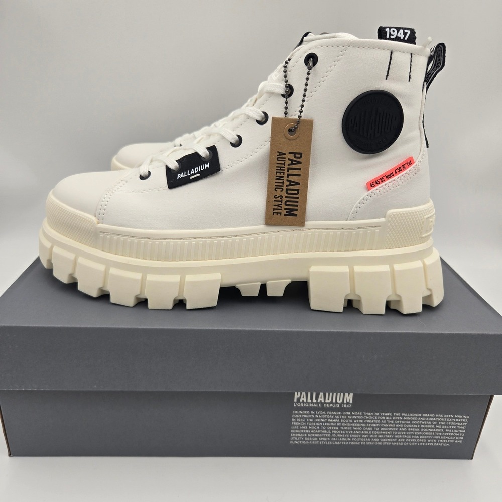 Palladium Revolt Hi TX Platform Boots Women's Size 10 White Marshmallow Canvas - Picture 4 of 8
